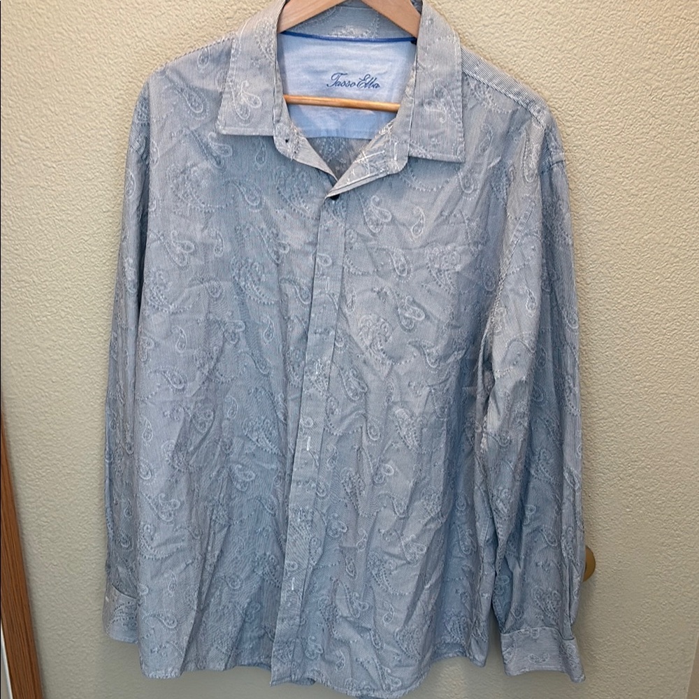 Tasso Elba Blue Casual Button Down Shirt